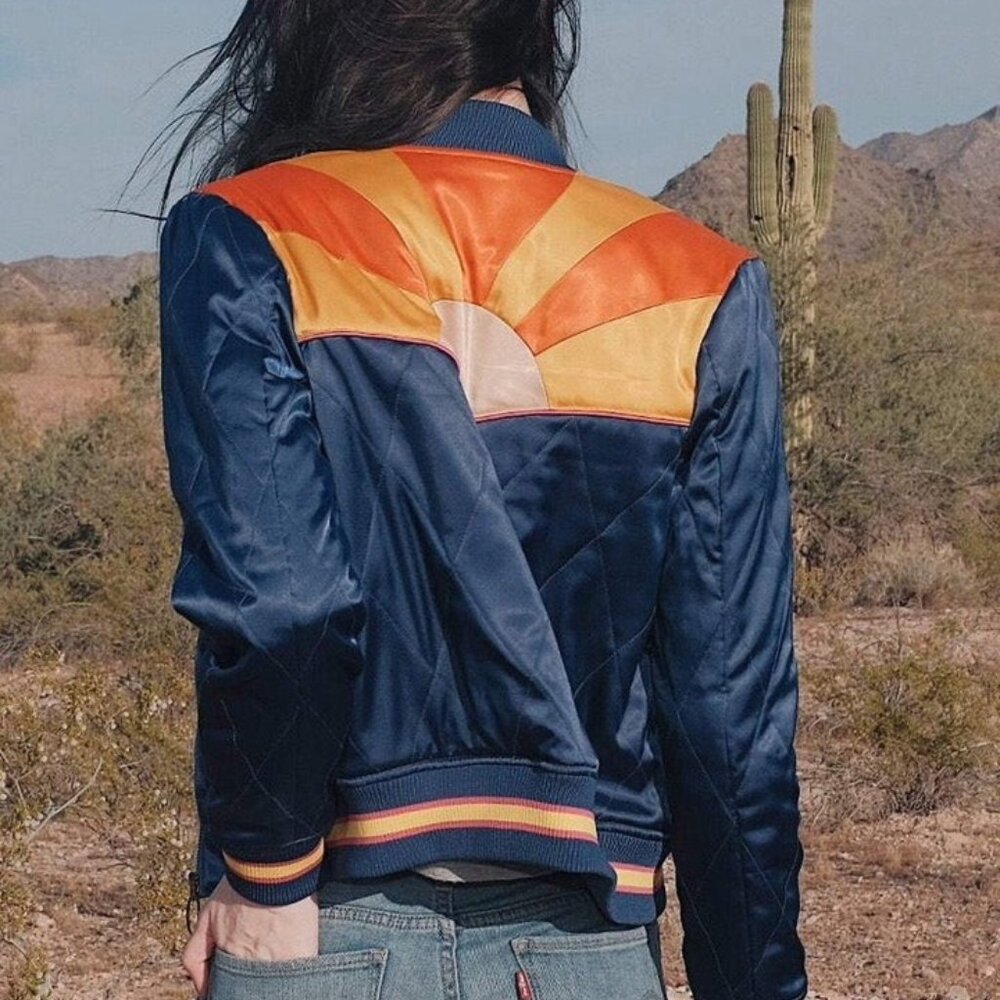 Original Blue Rising Sun Bomber Jacket Classic Rock Couture